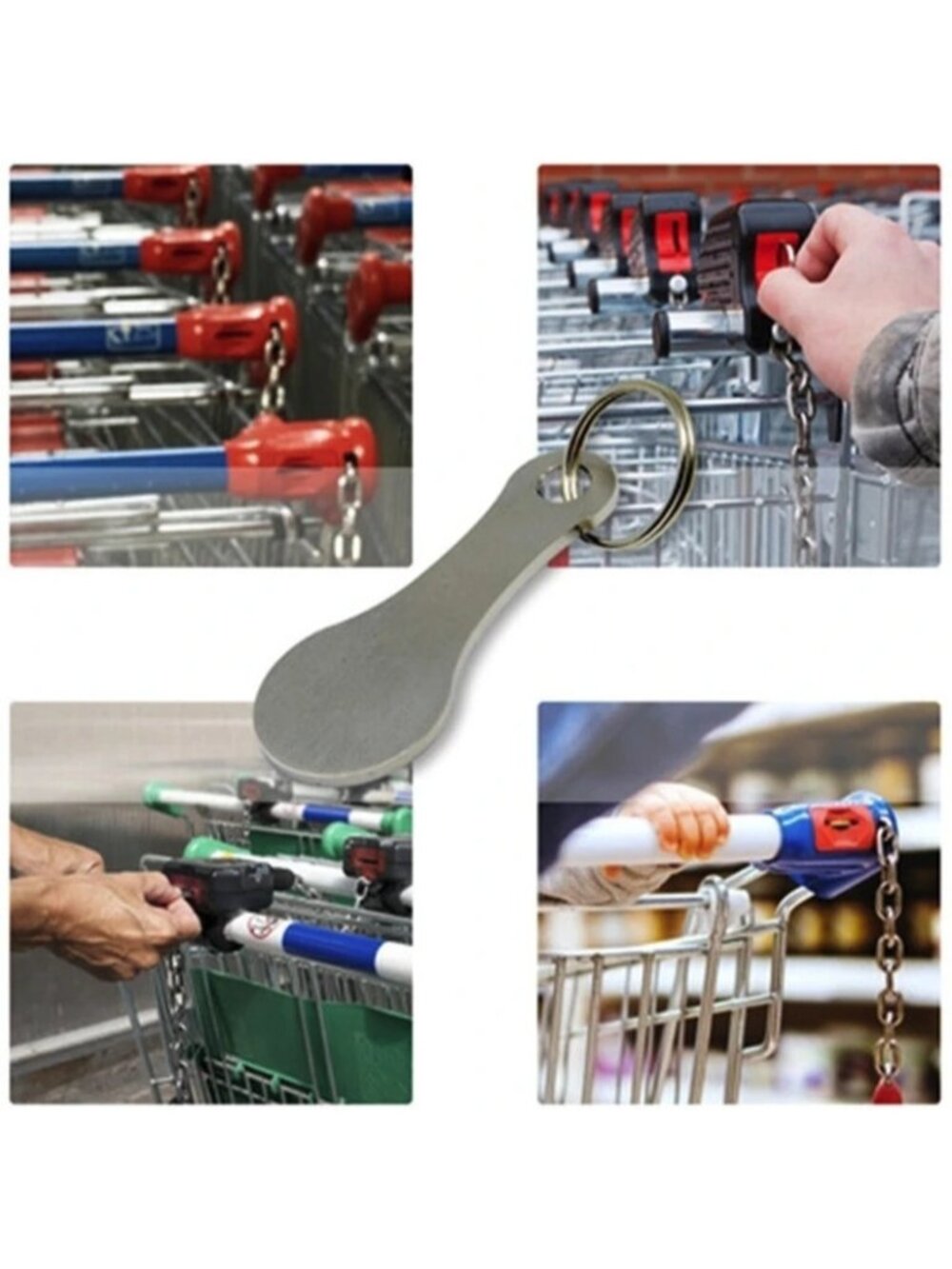 2pcs Metal Shopping Cart Tokens: Trolley Key Ring Coin Holder Keychain - NEW - Picture 5 of 8